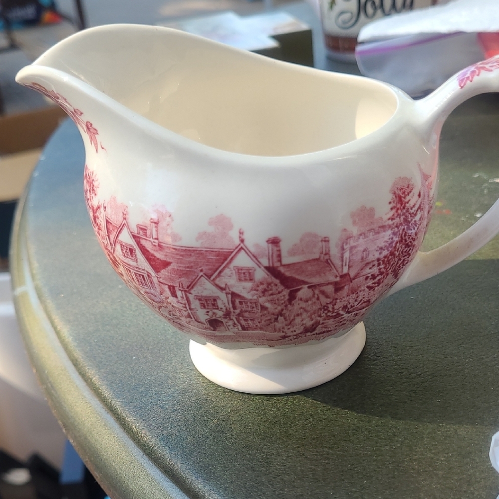 Charming Pink and White Ceramic Creamer